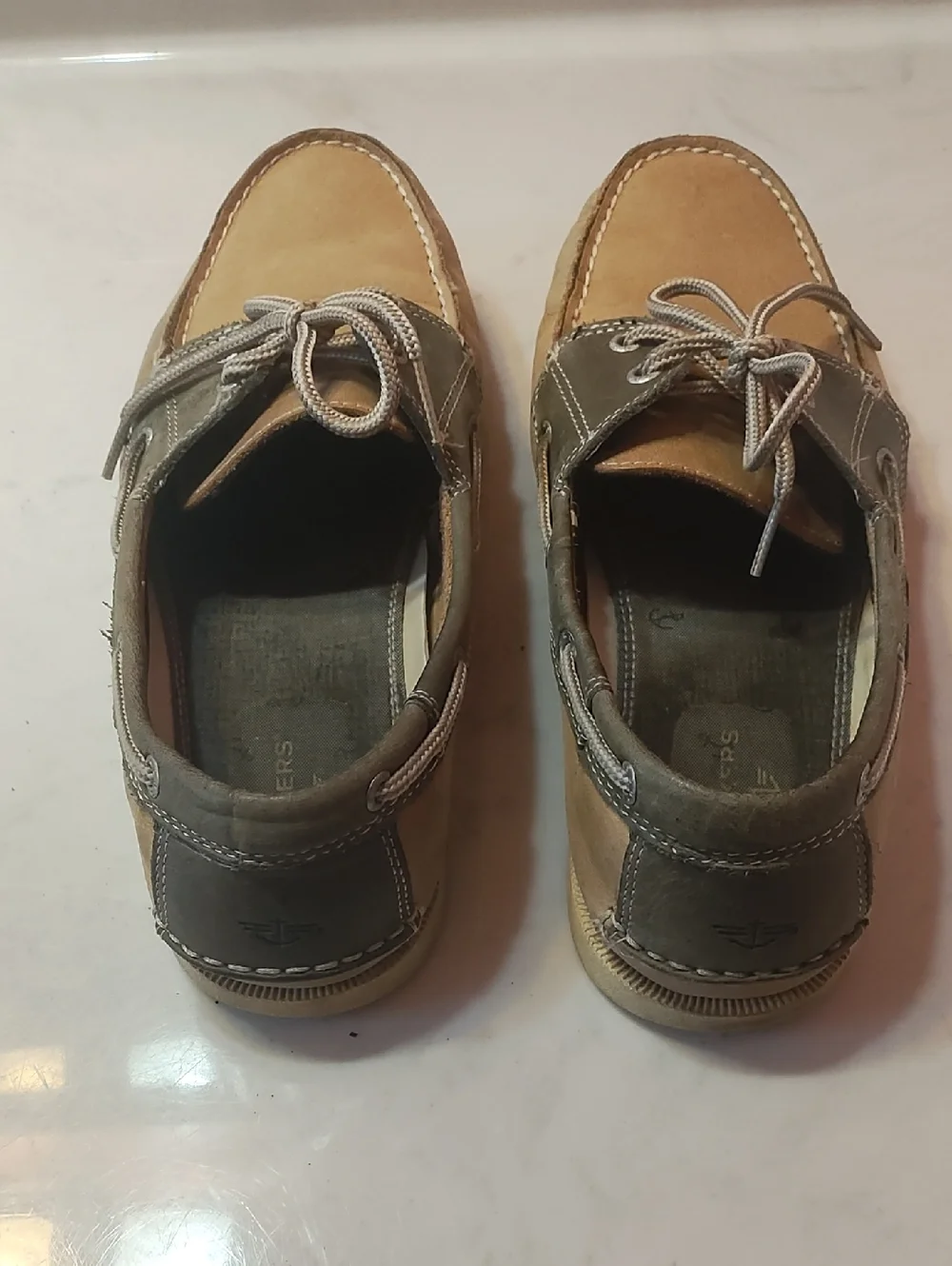 Men's Two-Tone Tan and Gray Boat Shoes